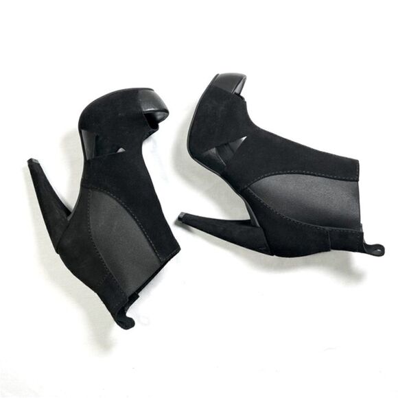 Pedro Garcia Black Open Toe Suede Pull On Stretch Booties - Picture 2 of 5